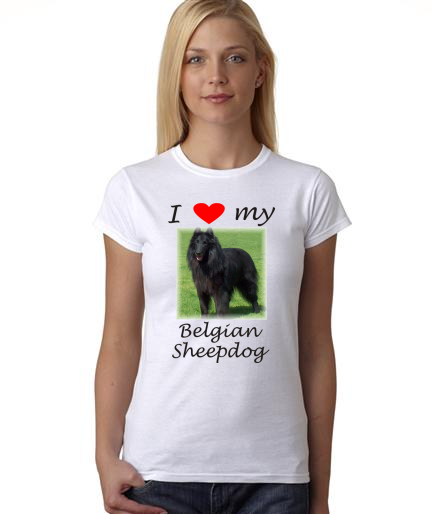 Dogs - I Heart My Belgian Sheepdog on Womans Shirt